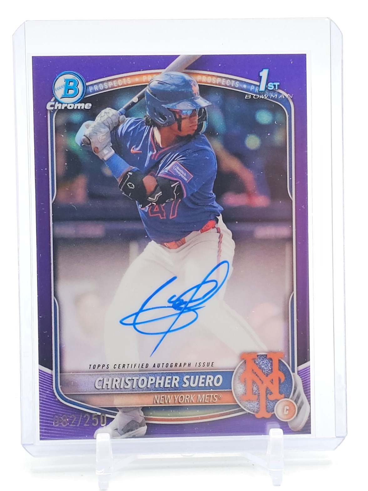 CHRISTOPHER SUERO 2025 BOWMAN CHROME PURPLE 1ST ROOKIE AUTO /250 Q6808