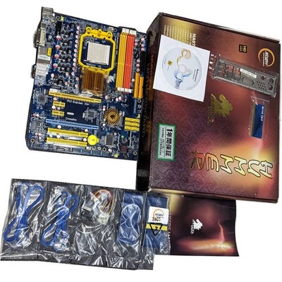 JETWAY HA07 AMD 790GX SB750 Socket AM3 DDR2 Motherboard Used Lighted Logo