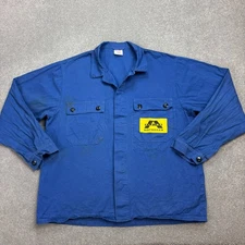 French Jacket Adult Large Blue VTG Canvas Utility Chore Work Wear Military Mens