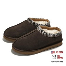Mens Slippers 100 Genuine Leather with Australian Shearling 10.5 Chocolate