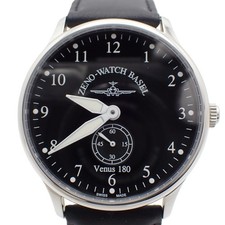 ZENO WATCH BASEL Mechanische Uhr Herrenuhr Schwarzes Ziffernblatt Echtlederband