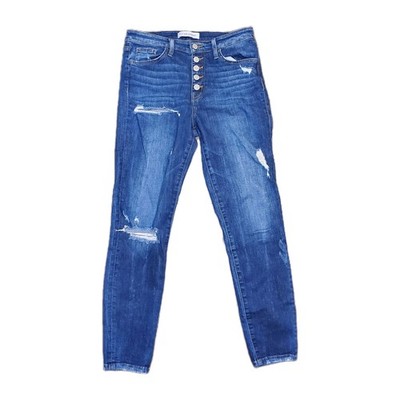 Flying Monkey Distressed Womens Button Fly Stretch Denim Ankle Jeans Size 27×27