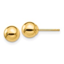 Real 14K Yellow Gold 6mm Polished Round Ball Stud Earrings Butterfly Back- E3407
