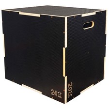 Signature Fitness 3-in-1 Non-Slip Wooden Plyo Box Plyometric Box for Jumping Exe