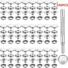 240x Snap Fastener Kit Stainless Steel Boat Canvas Screw Press Stud Cover Button