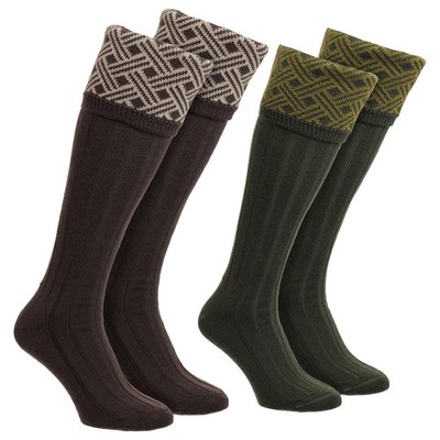 HJ Hall - Herren Shooting Merinowolle Socken warm Country Jacquard Outdoor