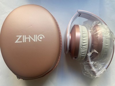 NEW ZIHNIC Bluetooth Over-Ear Foldable Wireless Headphones Rose Gold