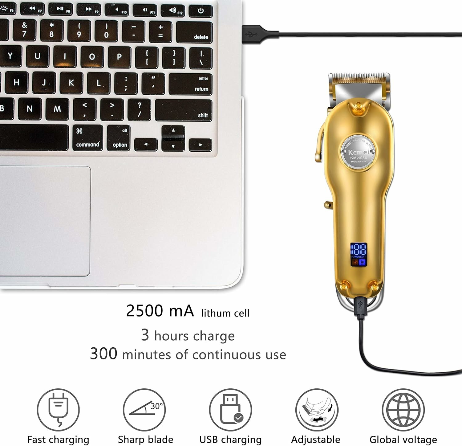 Professional Kemei Shaver Multi-Function Hair Trimmer Razor Clipper Cordless Hai