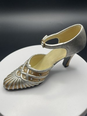 Lesser & Pavey If the Shoe Fits Miniaturschuh Art Deco Stil Gold & Silber Absatz