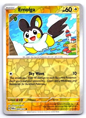 Pokemon Emolga SV06: Twilight Masquerade TWM Reverse Holo 069/167 NM Common Shim