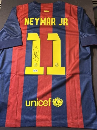 NEYMAR JR SIGNED Autograph AUTO FCB SOCCER JERSEY BECKETT BAS COA - L01