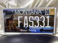 WOLVES BELONG  BEAR CREEK COUNCIL  MONTANA LICENSE PLATE