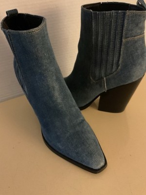 Kendall + Kylie Women Blue Denim Chelsea Heel Boots Size 7 Euro 38 UK 7