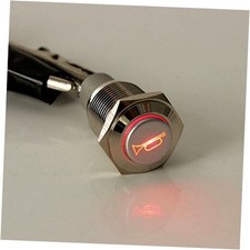 12V Car Auto Red LED Light Momentary Speaker Horn Push Button Metal Red Light