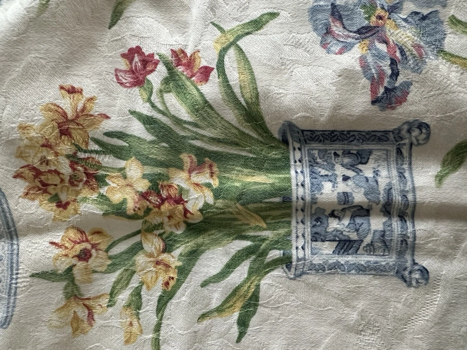 Vaso branco azul vintage primavera flores floral TRÊS capas de travesseiro almofadas falsa - Imagem 3 de 4