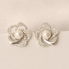 0.88ct Natural Diamond Floral Stud Earrings 14k Gold Everyday Cocktail Jewelry