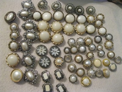 70 Gold/Silver Pearl White Buttons Shank Sewing Buttons Various Sizes Filigree