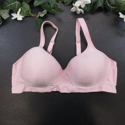 Bali Women's Bra Pink 42C Wireless Padded Adjustable Straps Swirl Pattern