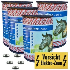 2000 Meter Weidezaunlitze 5 Niro +1 Kupferleiter 5 Verbinder+1Warnschild