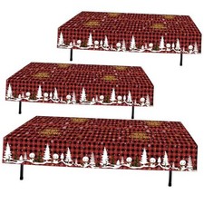 Christmas Plastic Tablecloth 3 Pcs Pack 54 Inch Wide x 108 Inch Long