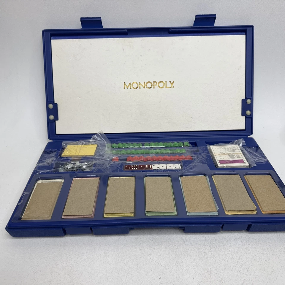 Vintage RARE 1973 MONOPOLY Game with Blue Hard Plastic Travel Case - Image 2 of 4
