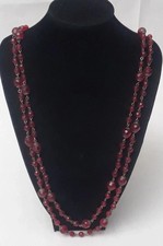 Vintage Red Bead Large Strand Necklace 60 in