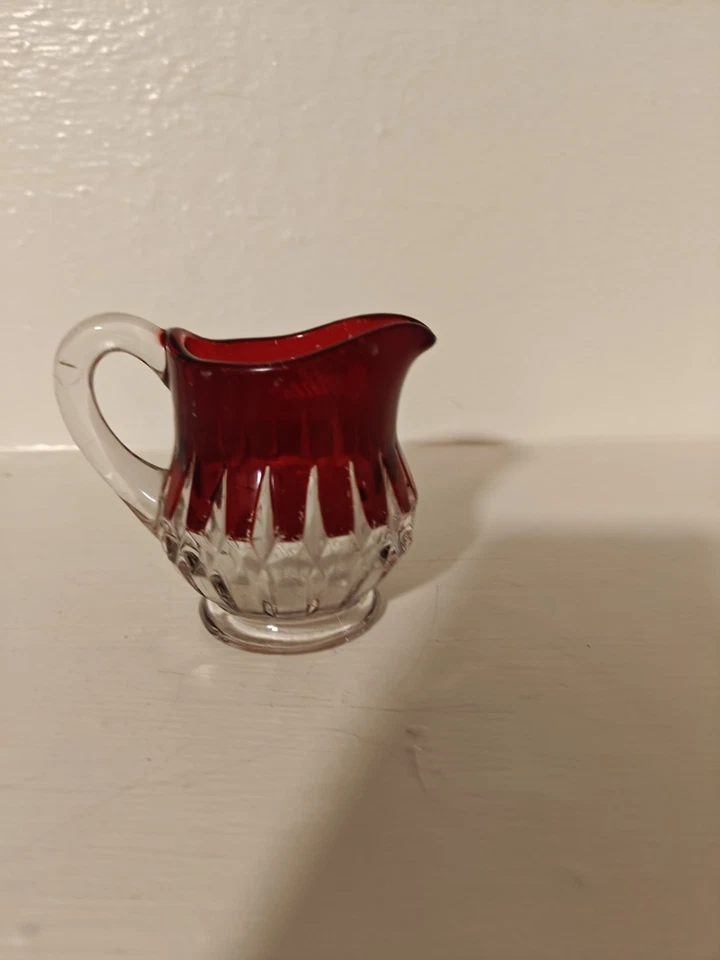 Ruby Red Flash Glass Souvenir Pitcher "Mother" Etched 19th Century Cut To Clear - Image 4 of 4
