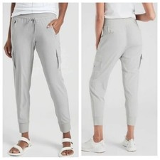Athleta Sutton Jogger Pant Lightweight Cargo Light Grey Ankle Crop Athleisure 6