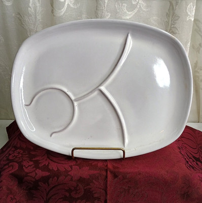 Vintage FRANKOMA Pottery Plainsman Gray Divided Plate ~ Snack Set Plate