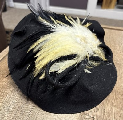 CAPTIVATING 1930s TAN FELT TILT HAT WITH GOLD FEATHERS & TWO RHINESTONE JEWELS Vintage 1930s Hat // Layered Golden Tan Silk Organza + Sky  main image 3