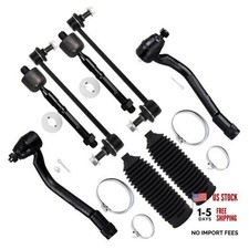 8pcs Front Suspension Kit Inner Outer Tie Rod End w/Boot Stabilizer Bar Link