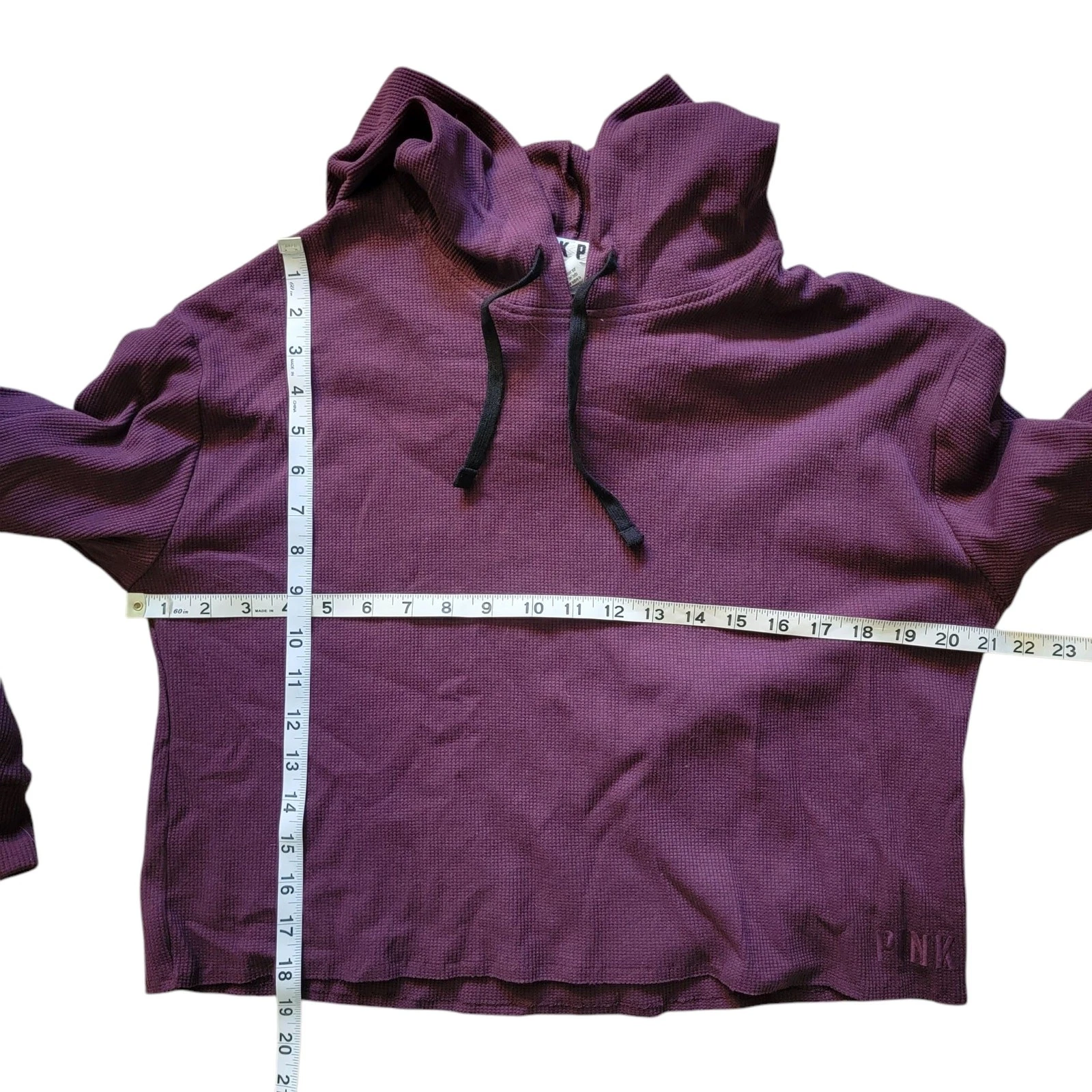 UNDERCOVER Felpa con cappuccio termica manica lunga rosa VS marrone crop taglia small