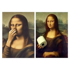 Mona Lisa Bathroom Art Funny Pictures Humor Vintage Whimsical Home Decor