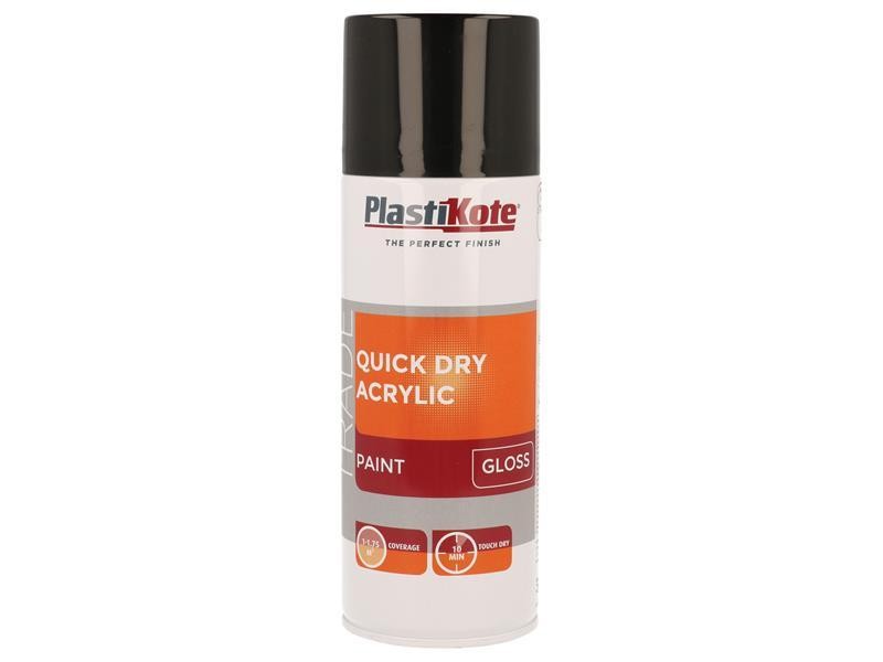 Plastikote Black Trade Quick Dry Acrylic Spray Paint Gloss 400Ml 071009 - Image 3