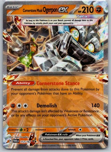 Cornerstone Mask Ogerpon ex 112/167 Twilight Masquerade Pokemon Holo NM