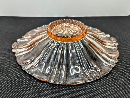 Vintage Anchor Hocking Pink Depression Glass Footed Candy Dish-Plate Scalloped - Picture 5 of 9