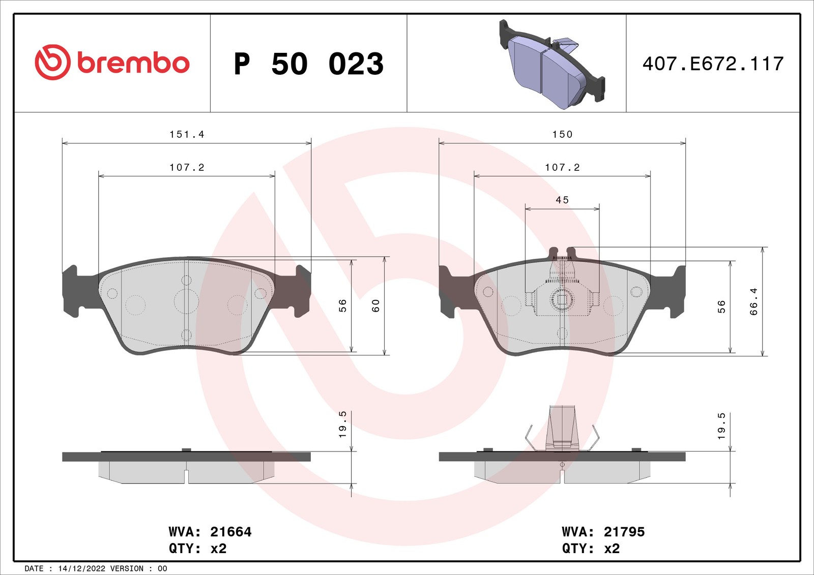 Fits BREMBO P 50 023 HAM PADS. FRONT MERCEDES W202,W210 C,E-CLASS 95- ⭐UK Stock⭐