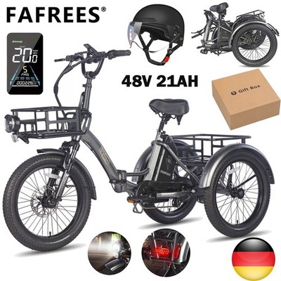 FAFREES F20 MATE 20 zoll Elektro Dreirad 48V 21Ah Klapprad 3 Räder E-Bike W/Korb