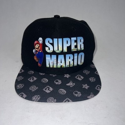 Nintendo Super Mario Bros-Youth Sized Adjustable Snapback Hat Cap Black New