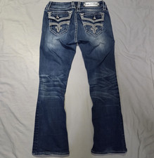 Rock Revival Women  s Sz 28 Eleanor Easy Boot Cut Jeans Embellished Bling 29x28 