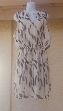 Nine West Women's Dress White/Cream Black Stripes Sheer Lined   Size XXL