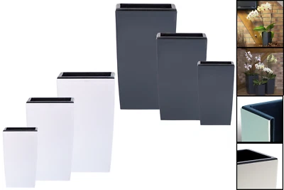 PROSPER PLAST Square Plant Pots Glossy Decor Planter Indoor Outdoor Garden 2 Colours 10L-30L