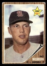 1962 Topps RAY WASHBURN #19 GD St. Louis Cardinals