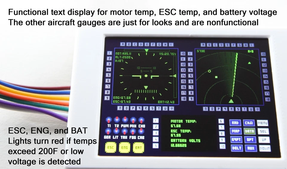 Temp & Voltage Telemetry Panel  2.4inch LCD display for RC Aircraft 3-6s lipo - Image 3 of 4