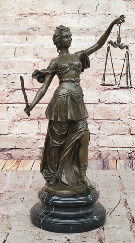 Bronze Hand-crafted Art Sculpture GODDESS Blind Lady Justice Law OFFICE Statue - Picture 4 of 10