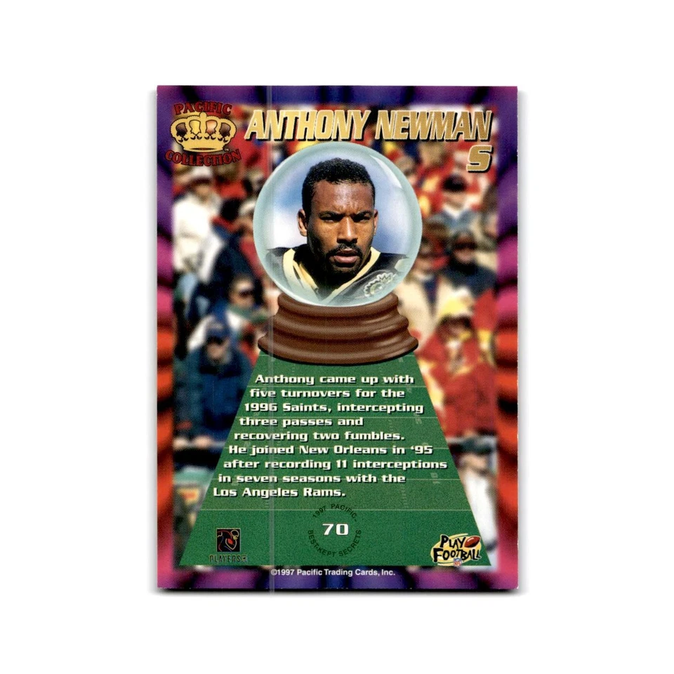 Anthony Newman 1997 Pacific #70 New Orleans Saints Football Card NM - Image 2 of 3