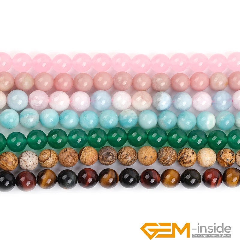 Assorted Round 10mm Smooth Gemstone Loose Beads For Jewellery Making Strand 15'' - Image 3 of 4