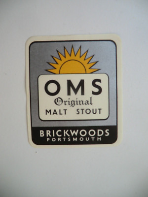NEUWERTIG BRICKWOODS PORTSMOUTH OMS ORIGINAL MALT STOUT BRAUEREI BIERFLASCHE ETIKETT