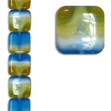 7-inch strand of High-Quality Czech Glass Beads - 3 color lampwork glass OCG101