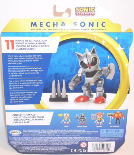 Mecha Sonic with Spike Trap 4 Inch Action Figure Sonic the Hedgehog 30th  Anniversary